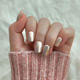 short gold almond chrome classic nails
